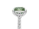 White gold Fancy Green Princess  Solitaire Diamond Engagement Ring with Pave Band and Six-Prong Setting_5