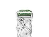 White gold Fancy Green Princess  Solitaire Diamond Leaf Vine Band with Prong Setting_5