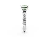 White gold Fancy Green Princess  Solitaire Diamond Pavé Band with Four-Prong Setting_2