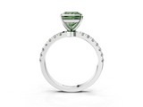 White gold Fancy Green Princess  Solitaire Diamond Pavé Band with Four-Prong Setting_3