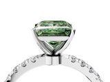 White gold Fancy Green Princess  Solitaire Diamond Pavé Band with Four-Prong Setting_4