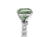 White gold Fancy Green Princess  Solitaire Diamond Pavé Band with Four-Prong Setting_5
