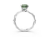 White gold Fancy Green Princess  Solitaire Diamond Ring with Bamboo Band and Four-Prong Setting_3