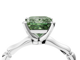 White gold Fancy Green Princess  Solitaire Diamond Ring with Bamboo Band and Four-Prong Setting_4