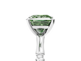 White gold Fancy Green Princess  Solitaire Diamond Ring with Bamboo Band and Four-Prong Setting_5