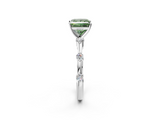 White gold Fancy Green Princess  Solitaire Diamond Ring with Bezel Set Side Stones and Prong Setting_2