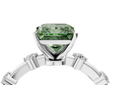 White gold Fancy Green Princess  Solitaire Diamond Ring with Bezel Set Side Stones and Prong Setting_4
