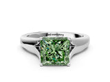 White gold Fancy Green Princess  Solitaire Diamond Ring with Cathedral Band and Four-Prong Setting_29