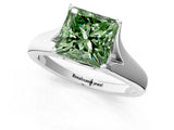 White gold Fancy Green Princess  Solitaire Diamond Ring with Cathedral Band and Four-Prong Setting_30