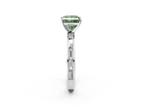 White gold Fancy Green Princess  Solitaire Diamond Ring with Channel-Set Baguette Band and Four-Prong Setting_2