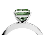 White gold Fancy Green Princess  Solitaire Diamond Ring with Channel-Set Baguette Band and Four-Prong Setting_4