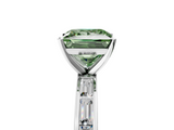 White gold Fancy Green Princess  Solitaire Diamond Ring with Channel-Set Baguette Band and Four-Prong Setting_5