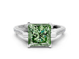White gold Fancy Green Princess  Solitaire Diamond Ring with Channel Set Band and Bezel Prong Setting_54