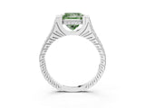 White gold Fancy Green Princess  Solitaire Diamond Ring with Channel Set Band and Bezel Prong Setting_57