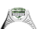 White gold Fancy Green Princess  Solitaire Diamond Ring with Channel Set Band and Bezel Prong Setting_58