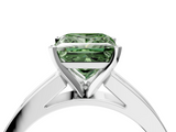 White gold Fancy Green Princess  Solitaire Diamond Ring with Channel-Set Band and Four-Prong Setting_7