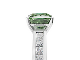 White gold Fancy Green Princess  Solitaire Diamond Ring with Channel-Set Band and Four-Prong Setting_8