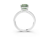 White gold Fancy Green Princess  Solitaire Diamond Ring with Channel Set Band and Six-Prong Setting_31