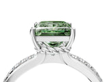 White gold Fancy Green Princess  Solitaire Diamond Ring with Channel Set Band and Six-Prong Setting_33