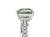 White gold Fancy Green Princess  Solitaire Diamond Ring with Channel Set Band and Six-Prong Setting_33