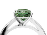 White gold Fancy Green Princess  Solitaire Diamond Ring with Four-Prong Setting and Classic Band_7