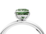White gold Fancy Green Princess  Solitaire Diamond Ring with Four-Prong Setting on a Plain Band_36