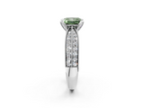 White gold Fancy Green Princess  Solitaire Diamond Ring with Milgrain Pavé Band and Four-Prong Setting_22