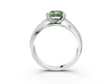 White gold Fancy Green Princess  Solitaire Diamond Ring with Milgrain Pavé Band and Four-Prong Setting_23