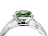 White gold Fancy Green Princess  Solitaire Diamond Ring with Milgrain Pavé Band and Four-Prong Setting_24