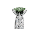White gold Fancy Green Princess  Solitaire Diamond Ring with Milgrain Pavé Band and Four-Prong Setting_25