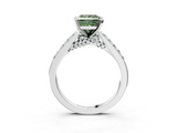 White gold Fancy Green Princess  Solitaire Diamond Ring with Pavé Band and Four-Prong Setting_3