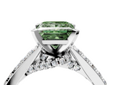 White gold Fancy Green Princess  Solitaire Diamond Ring with Pavé Band and Four-Prong Setting_4