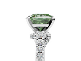 White gold Fancy Green Princess  Solitaire Diamond Ring with Pavé Band and Four-Prong Setting_5