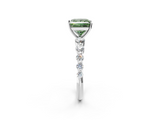 White gold Fancy Green Princess  Solitaire Diamond Ring with Pave Band and Four-Prong Setting_2