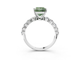 White gold Fancy Green Princess  Solitaire Diamond Ring with Pave Band and Four-Prong Setting_3