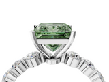 White gold Fancy Green Princess  Solitaire Diamond Ring with Pave Band and Four-Prong Setting_4