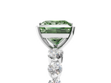 White gold Fancy Green Princess  Solitaire Diamond Ring with Pave Band and Four-Prong Setting_5