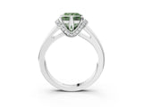 White gold Fancy Green Princess  Solitaire Diamond Ring with Pave Band and Six-Prong Setting_79