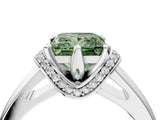 White gold Fancy Green Princess  Solitaire Diamond Ring with Pave Band and Six-Prong Setting_85