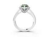 White gold Fancy Green Princess  Solitaire Diamond Ring with Pave Band and Six-Prong Setting_91