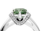 White gold Fancy Green Princess  Solitaire Diamond Ring with Pave Band and Six-Prong Setting_92