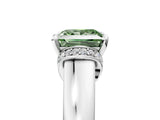 White gold Fancy Green Princess  Solitaire Diamond Ring with Pave Band and Six-Prong Setting_93