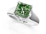 White gold Fancy Green Princess  Solitaire Diamond Ring with Six-Prong Cathedral Setting_33