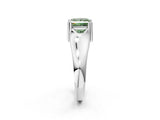 White gold Fancy Green Princess  Solitaire Diamond Ring with Six-Prong Cathedral Setting_34