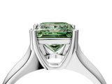 White gold Fancy Green Princess  Solitaire Diamond Ring with Six-Prong Cathedral Setting_36