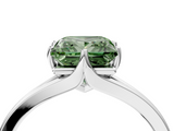 White gold Fancy Green Princess  Solitaire Diamond Ring with Six-Prong Setting and Tapered Band_4