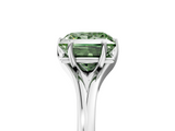 White gold Fancy Green Princess  Solitaire Diamond Ring with Six-Prong Setting and Tapered Band_5