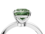 White gold Fancy Green Princess  Solitaire Diamond Ring with Six-Prong Setting on a Classic Band_4