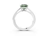 White gold Fancy Green Princess  Solitaire Diamond Ring with Split Shank and Four-Prong Setting_3