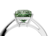 White gold Fancy Green Princess  Solitaire Diamond Ring with Split Shank and Four-Prong Setting_4